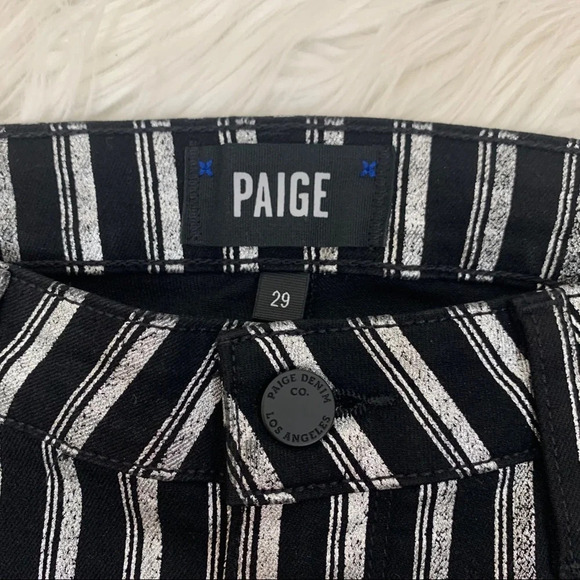 NWOT PAIGE Colette Crop Flare Jeans Silver Stripe Denim Casual Women’s 29 - Picture 8 of 15